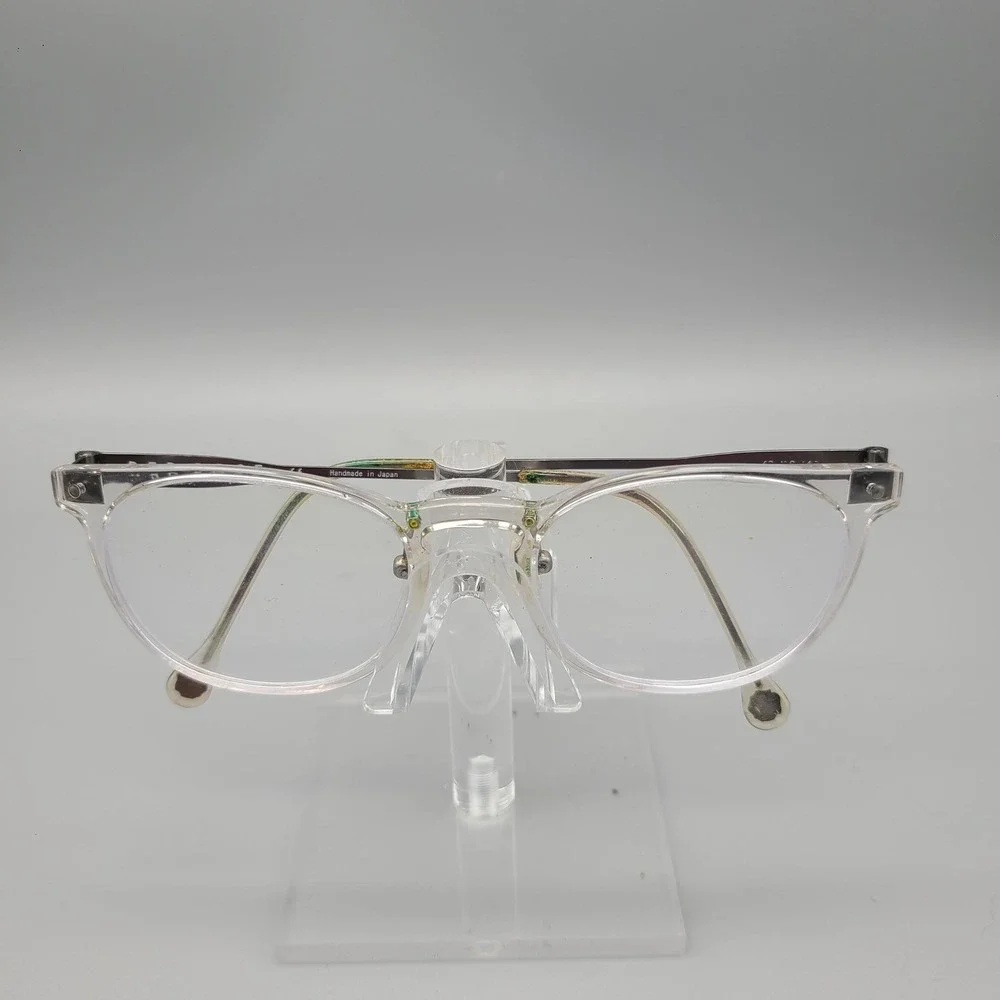 Red Rose Clear Eyeglasses Frames Handmade in Japan 49-18-145 Gunmetal Temples